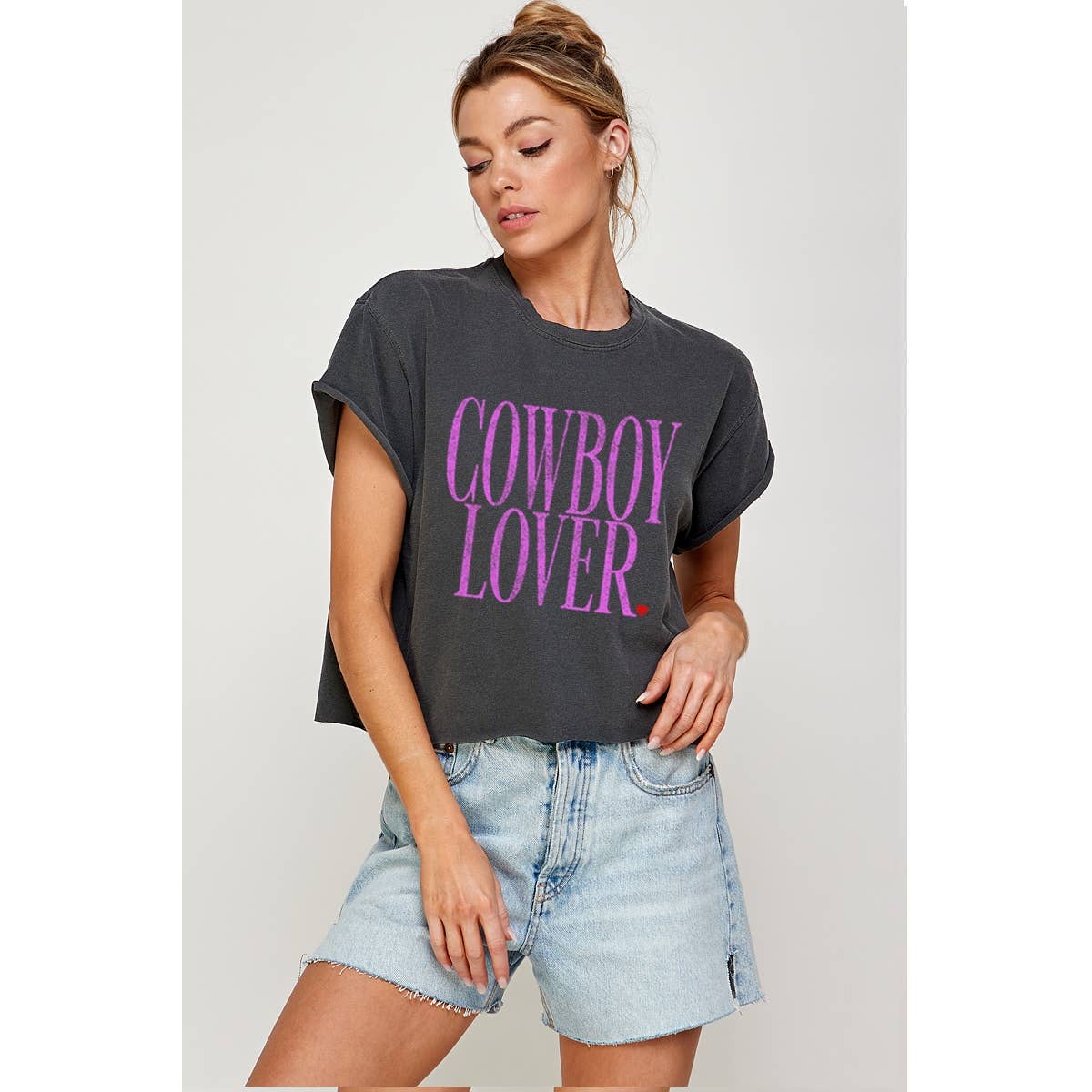 Cowboy Lover   Valentine  Graphic Crop Top