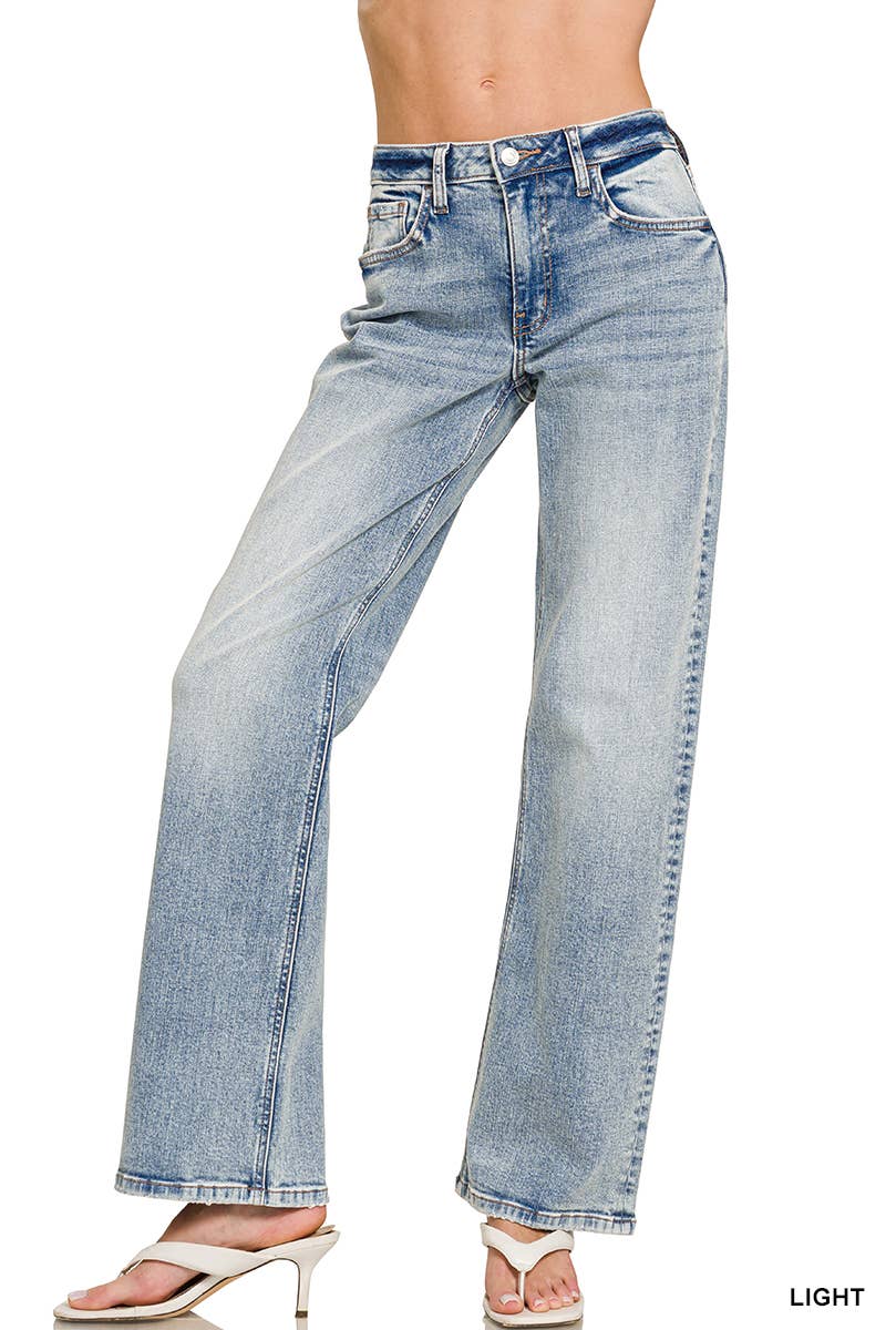0326 Light Washed Straight Leg Denim Pants SI-29631