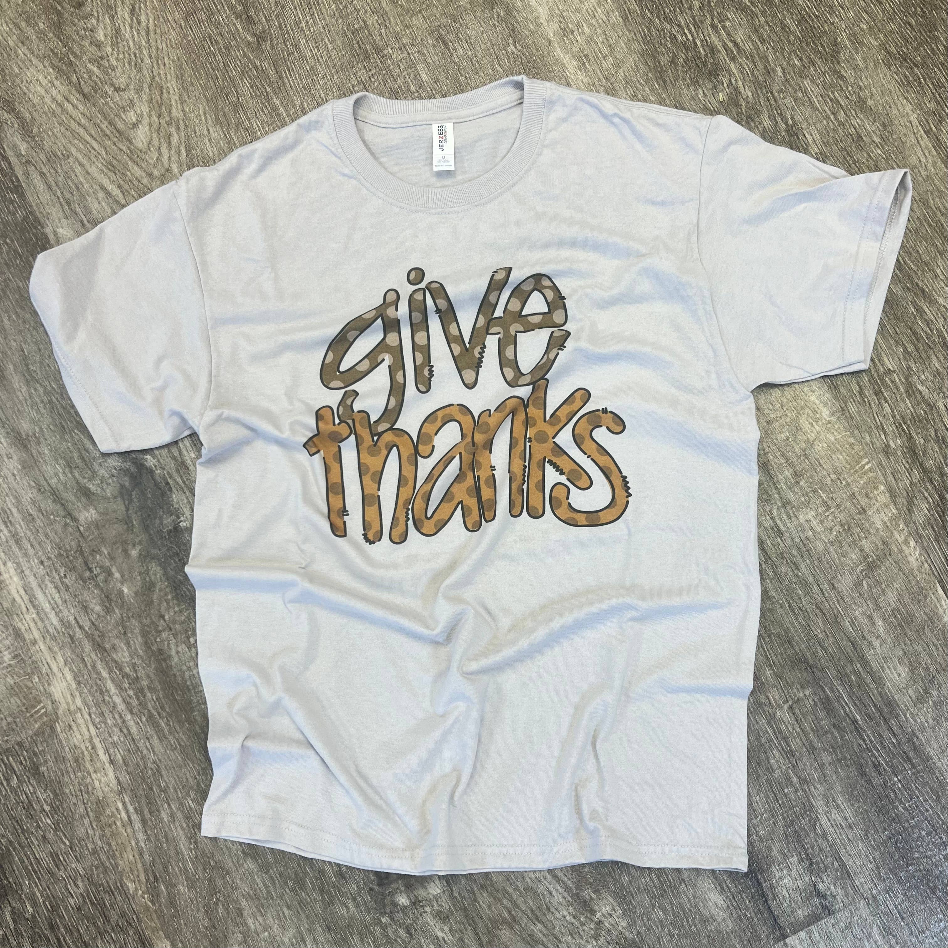 Give Thanks On Silver Tee