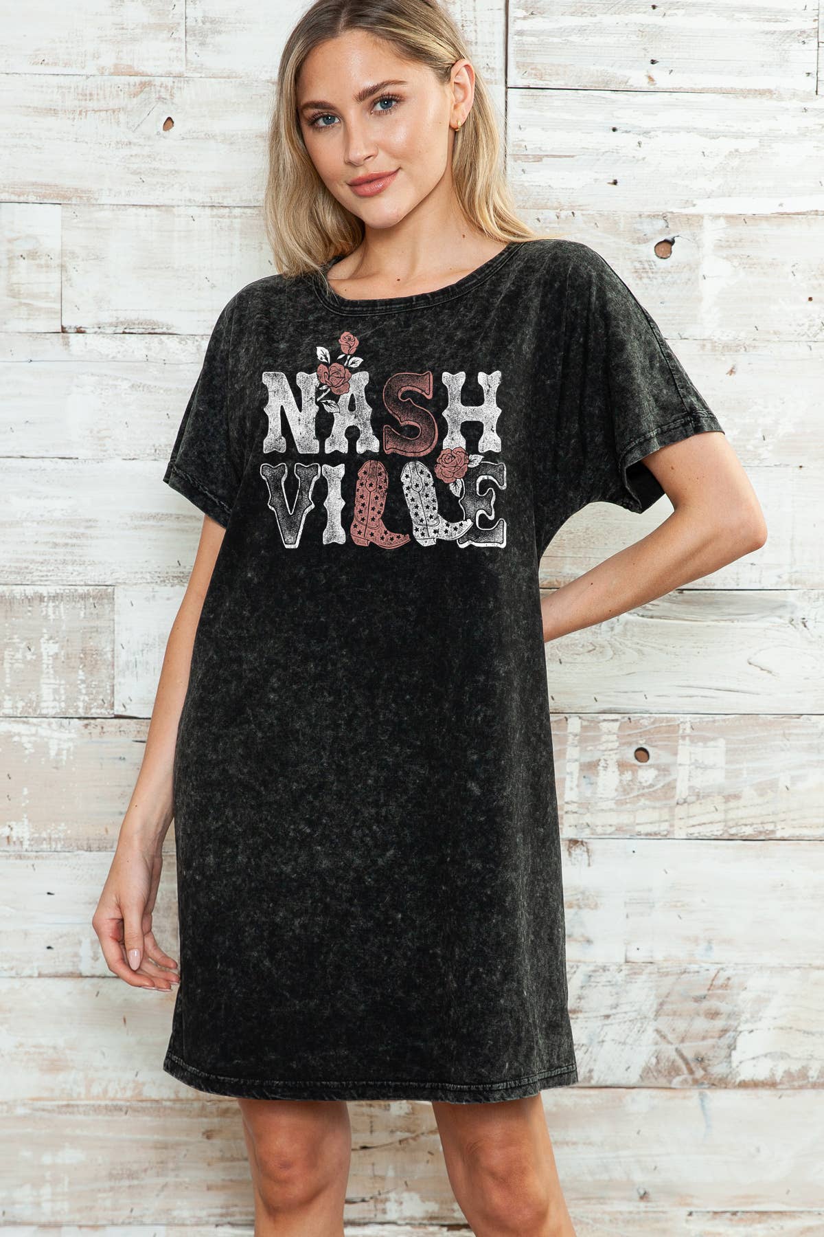 Women Nashville Graphic Print Mineral Wash Dress