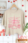 Paris Je T'aime Stamp Graphic Long Crop Top