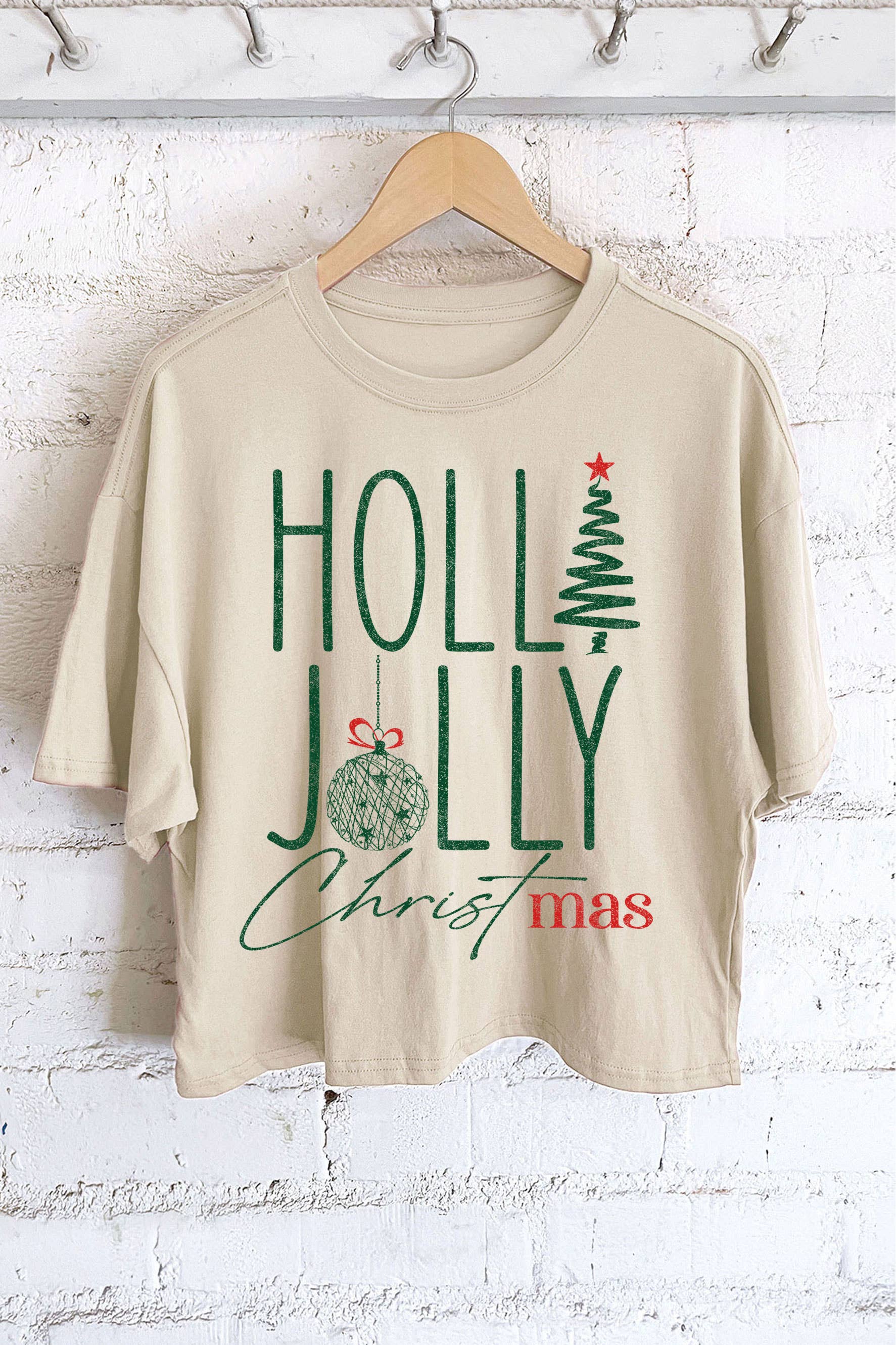 Holly Jolly Christmas Graphic Long Crop Top