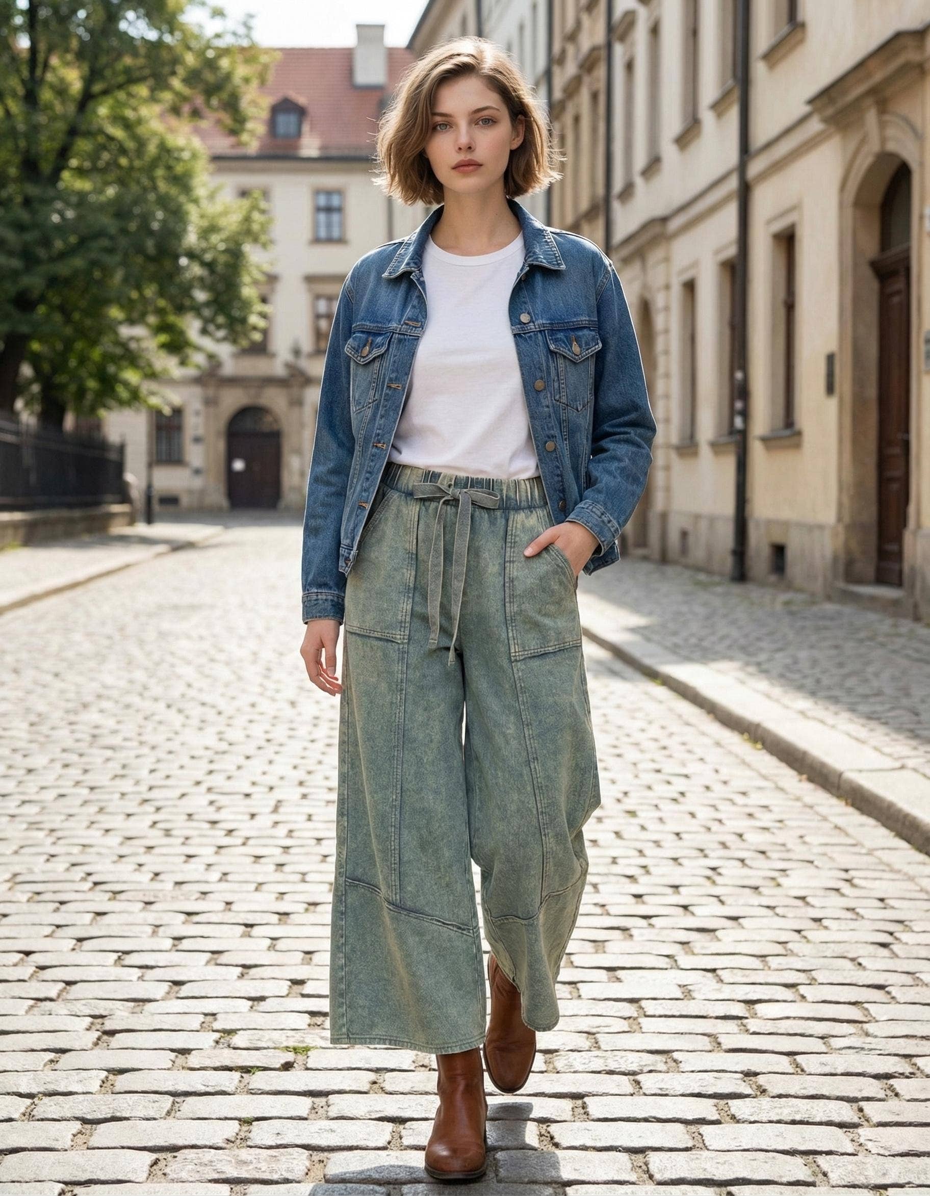 ',...._ Acid Wash Pants with Pockets SI-26242