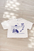 Chasing Sunsets and Waves Cropped Mineral Graphic Top