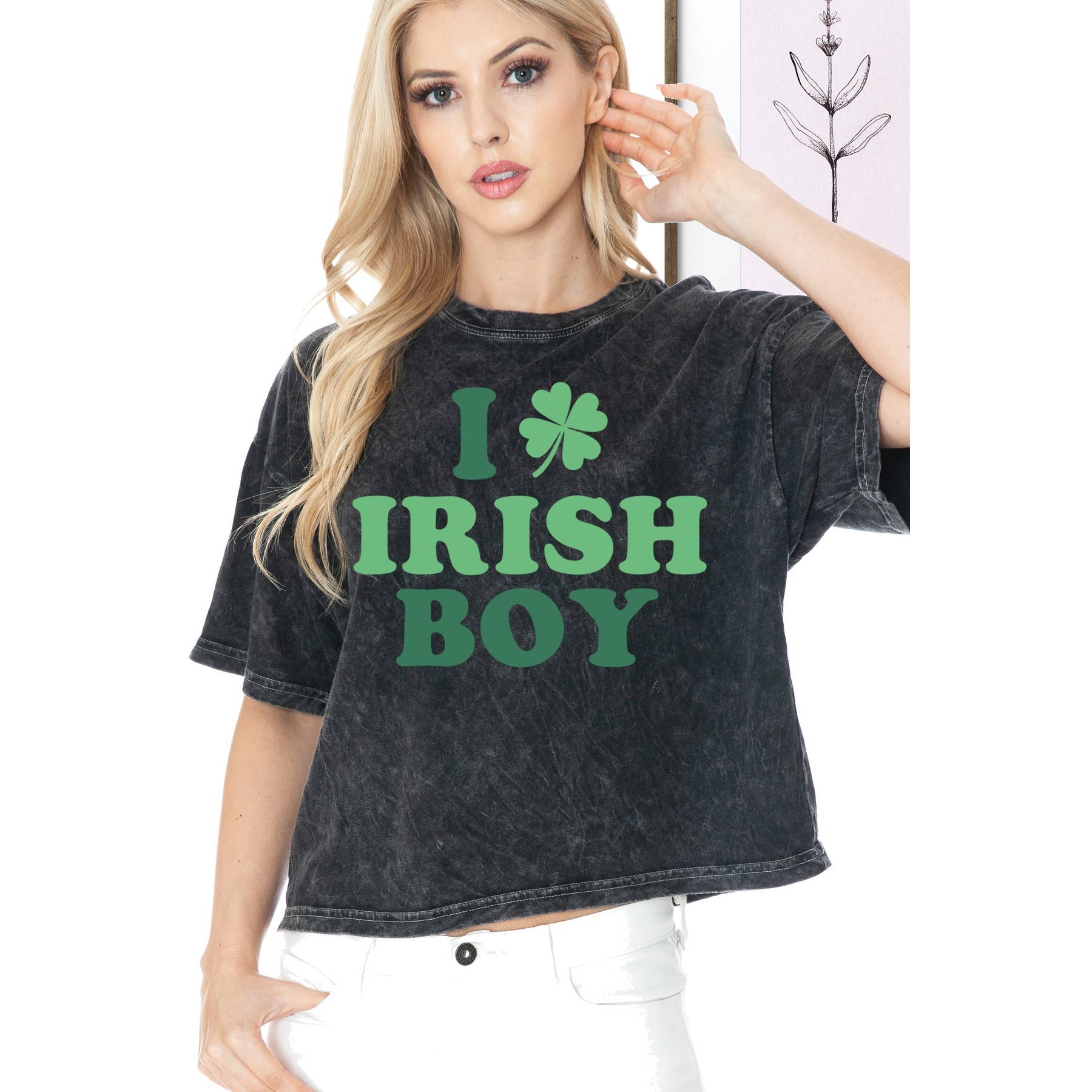 I Clover Irish Boy - Mineral Wash Crop T
