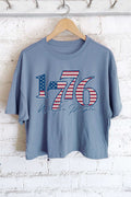1776 America Flag We the People Graphic Long Crop Top