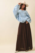 *Small Only* 7185GK Flowy Mesh Maxi Skirt