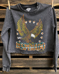 Desperado Acid Wash Cropped Crew Sweatshirt