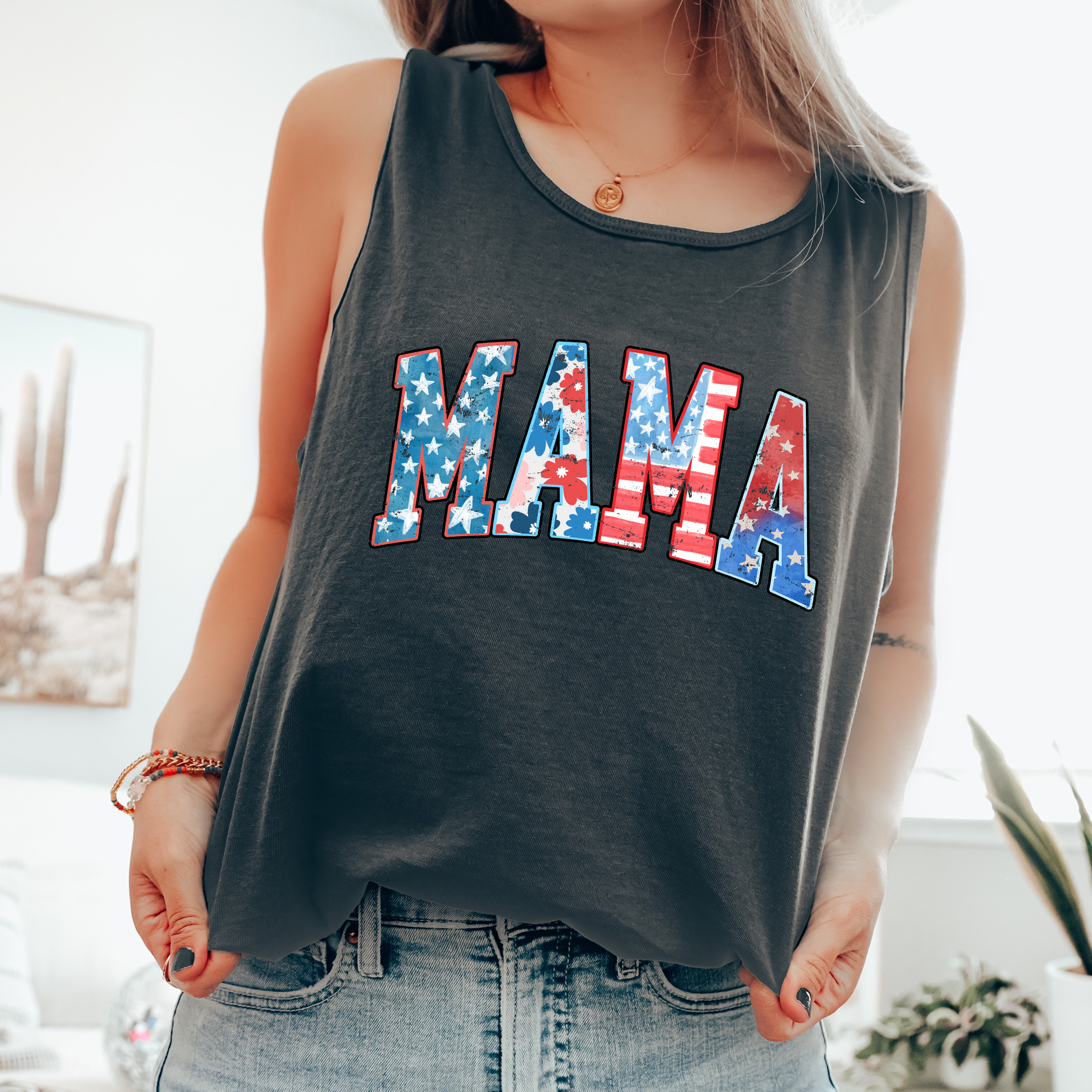 Patriotic Mama Fourth of July America Patriotic USA Tank Top