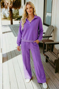 66 Love Collared Pullover and Central Seam Pants Set (S-Xl)