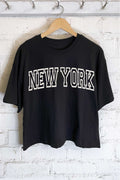New York Puff Graphic Long Crop Top