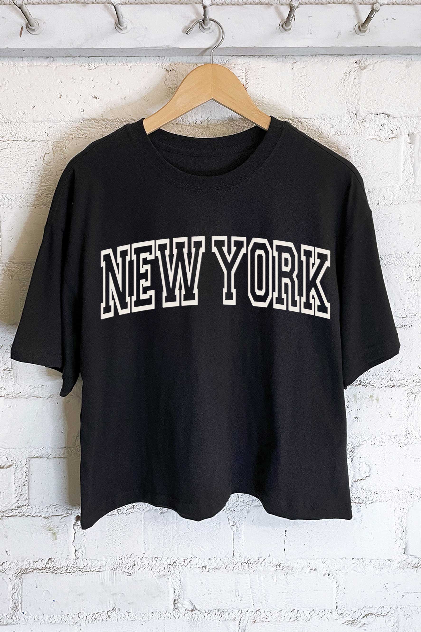 New York Puff Graphic Long Crop Top