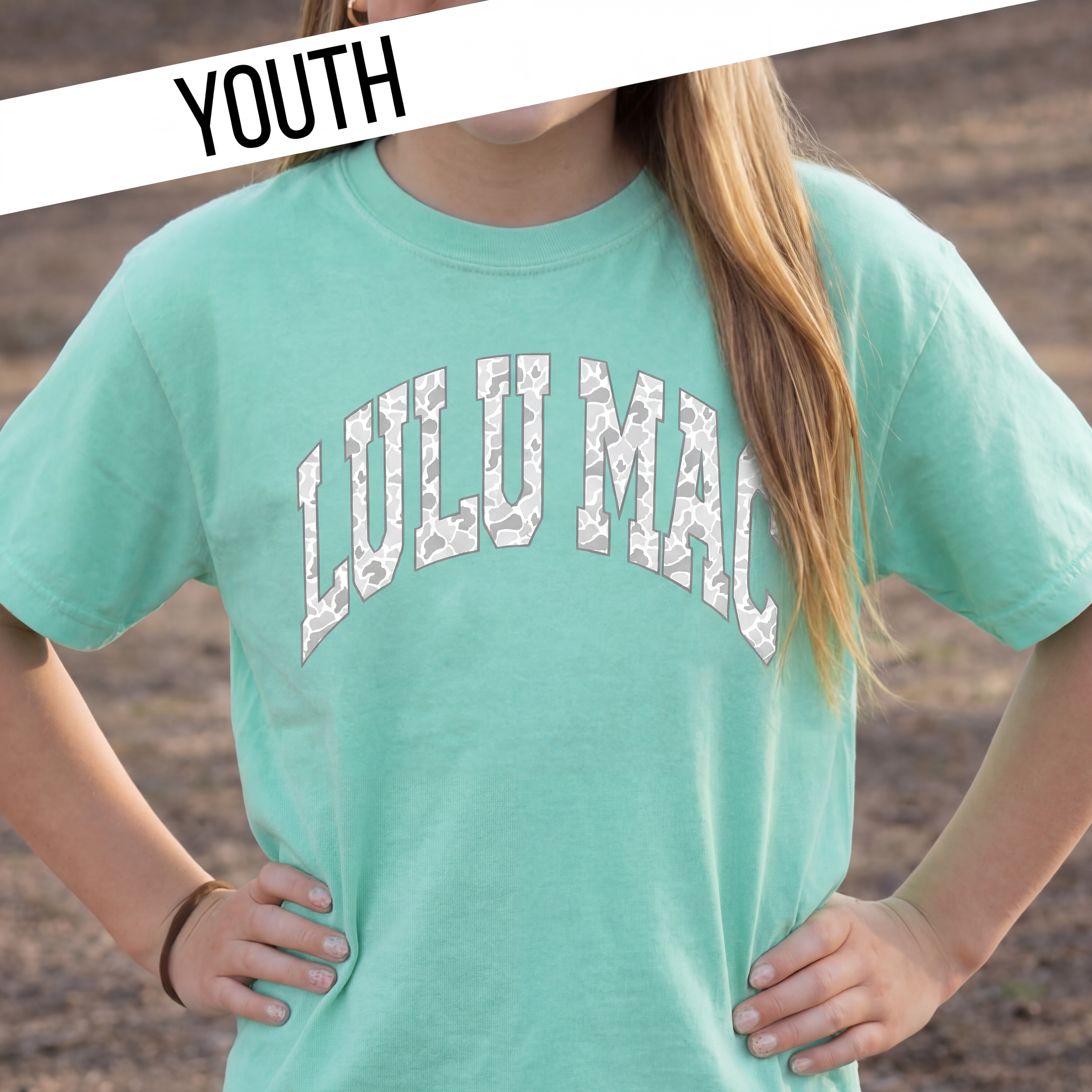 KD-cm-1000 Camo Chalky Mint Youth Comfort Colors Tee