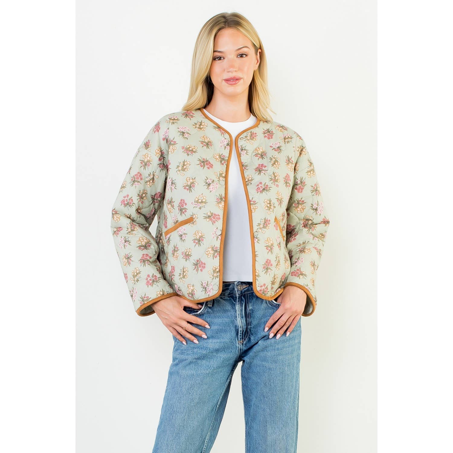 Floral Pattern Quilted Jacket