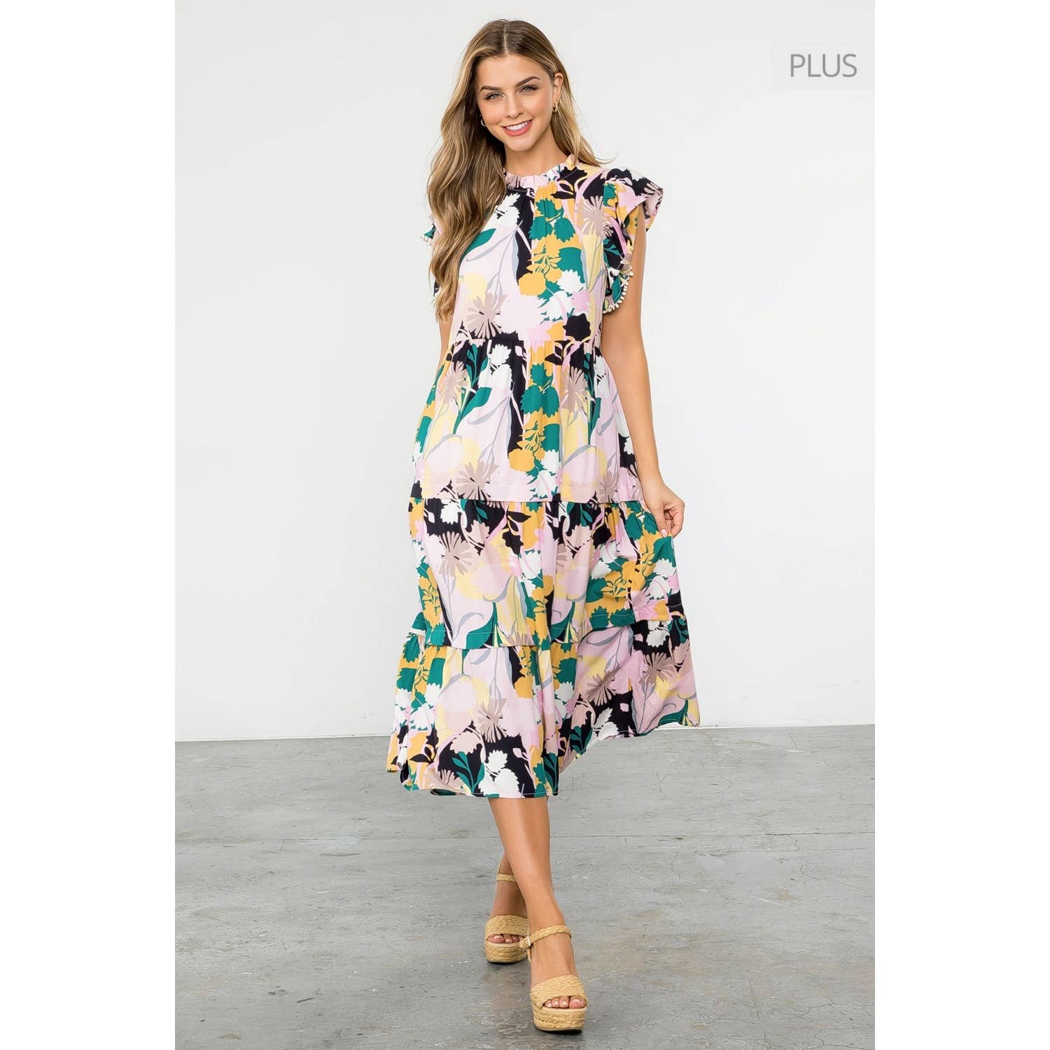 /Size Xl/ Floral Butterfly Tiered Maxi Dress