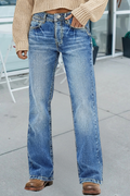 High Waist Straight Leg Distressed Jeans
