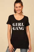 0625 V-Neck Short Sleeve "Girl Gang" Graphic Tee SI-19494