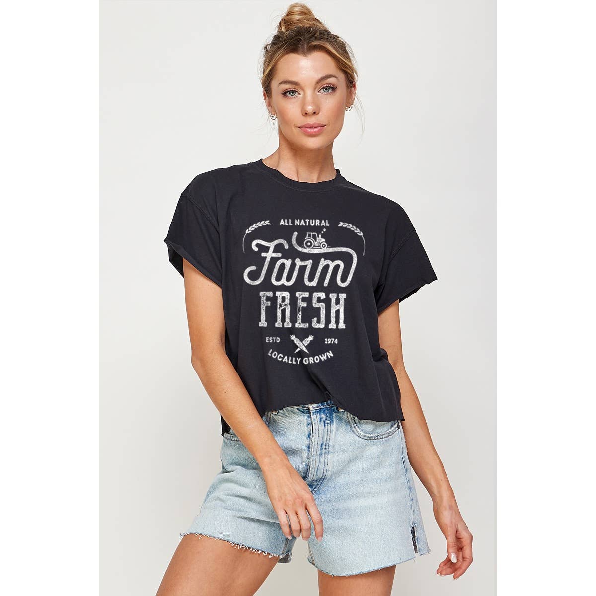 Farm Fresh Locally Grown  Vintage Graphic Crop Top