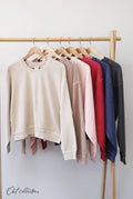 Premium Basic Cropped Thermal Vintage Pullover