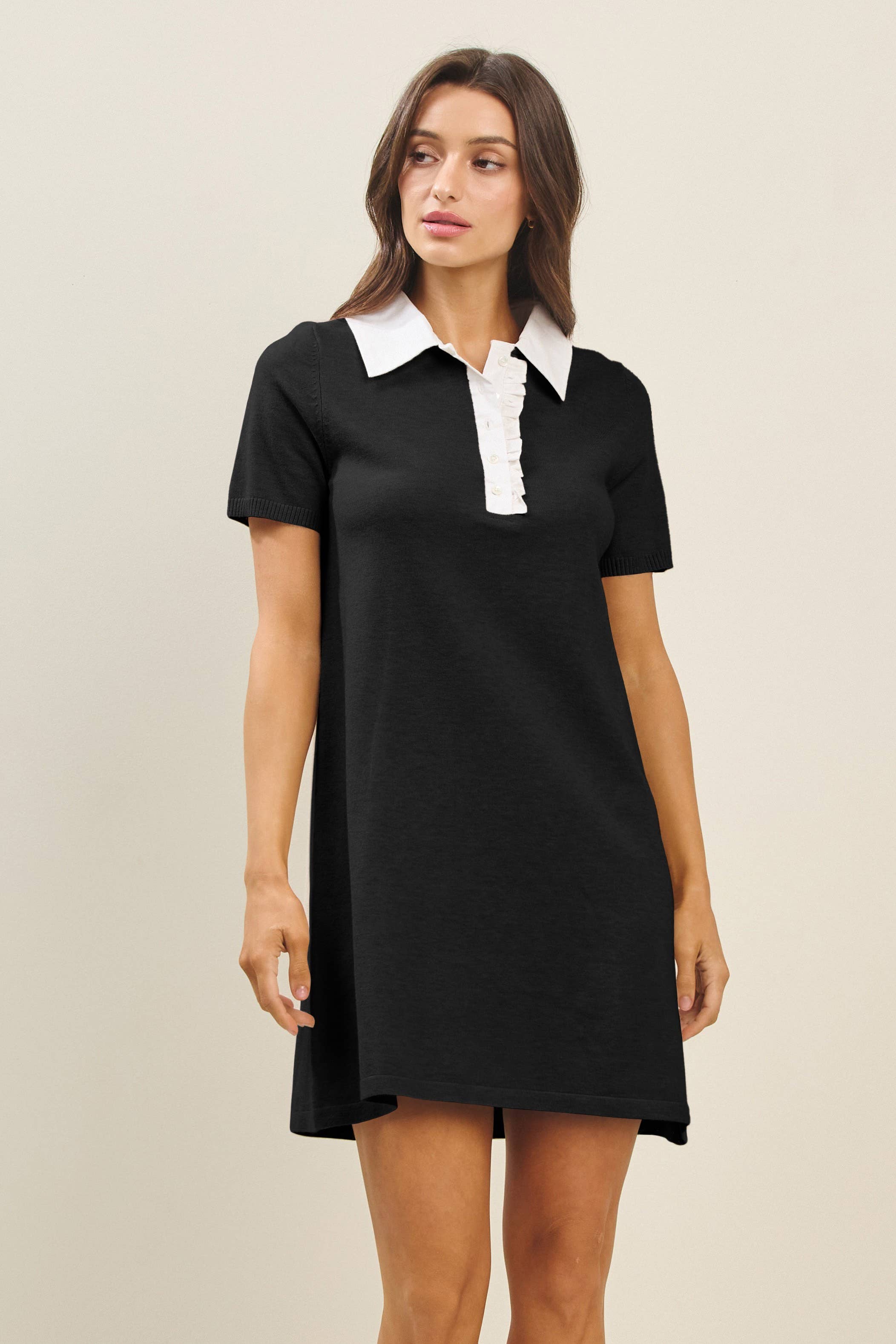 0915 Colorblock Polo Dress SI-28773