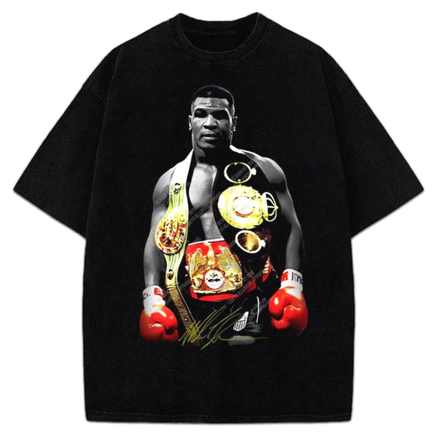 Mike Tyson Graphic Tee Champion Belts Vintage 80s T-Shirt