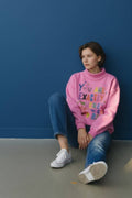 IT2594-2EXACTㅣ Reversible Graphic Mock-Neck Crop Sweatshirt