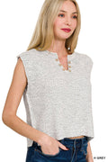 .SI-27480 Split Neck Sweater Vest