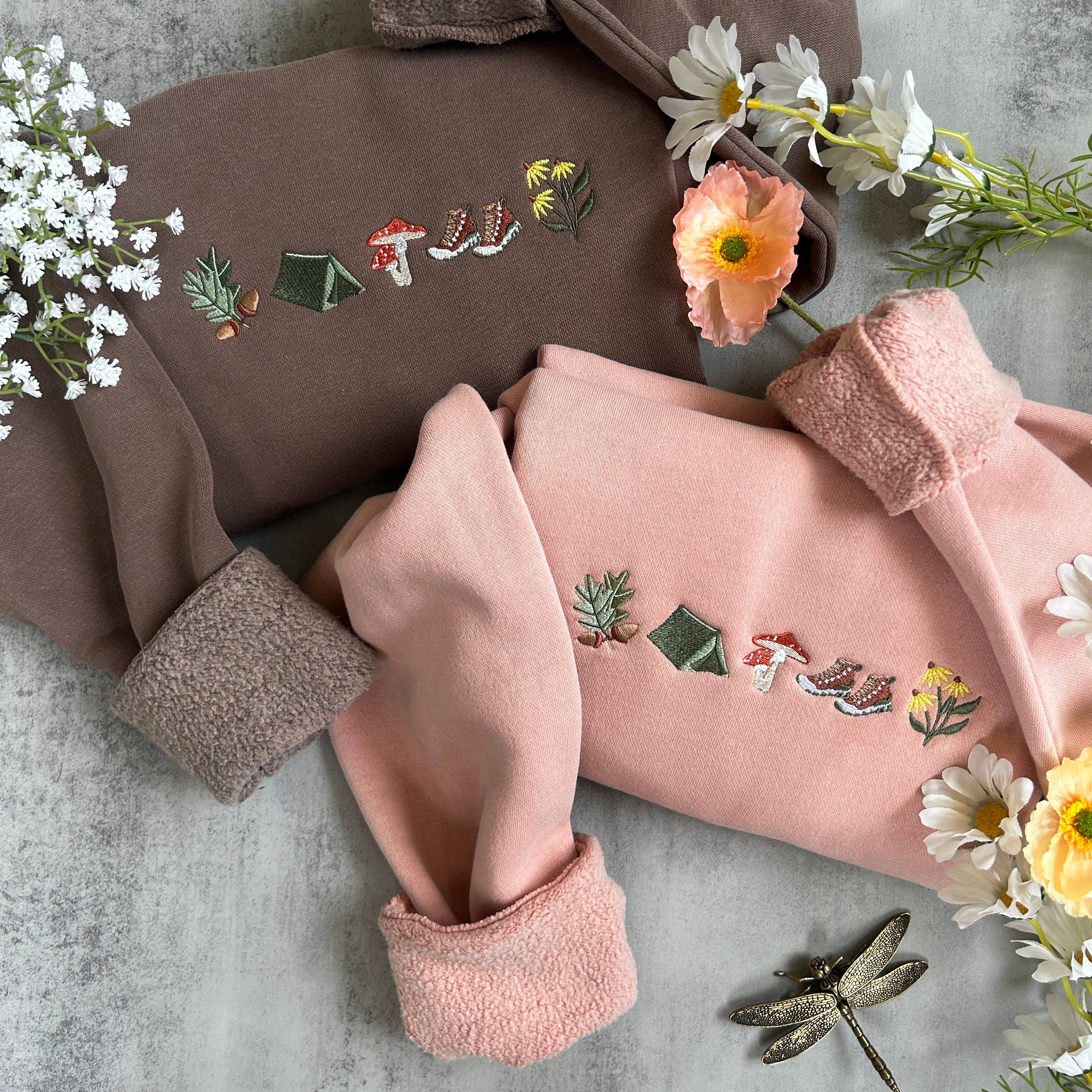 Camping Nature Embroidered Sweatshirt