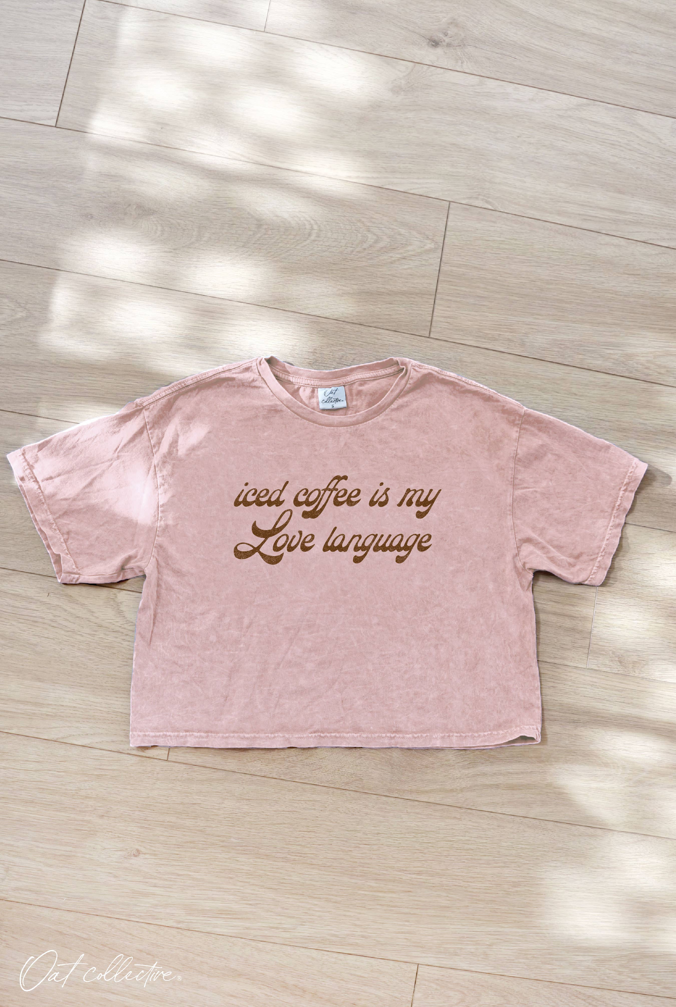 Iced Coffee Is My Love Cropped Mineral Graphic Top
