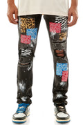 Multi-Patched Jeans - Edgy Charm