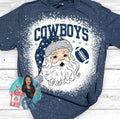 Santa Cowboys Bleached T-Shirt - Festive Graphic Holiday Tee