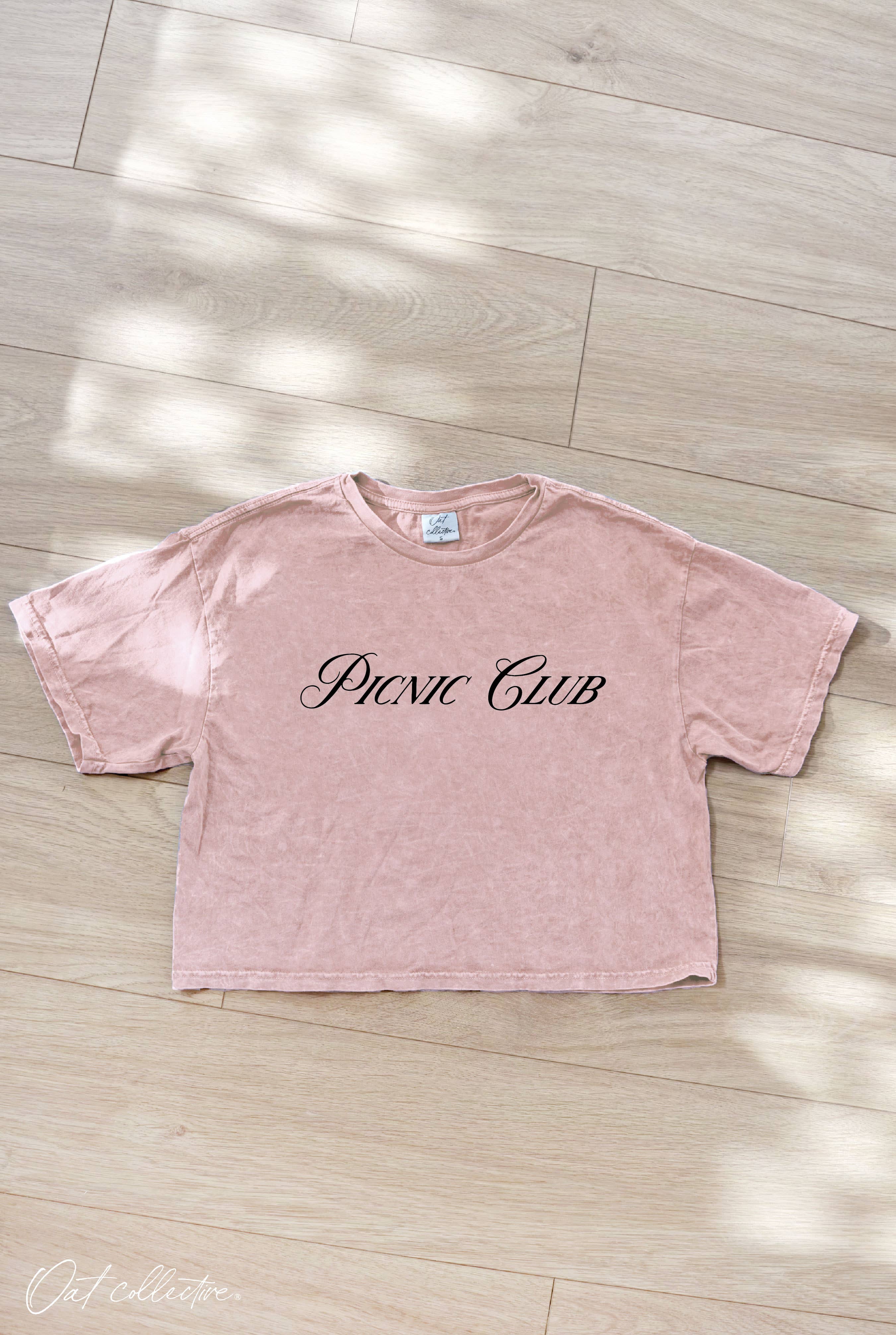 Picnic Club Cropped Mineral Graphic Top