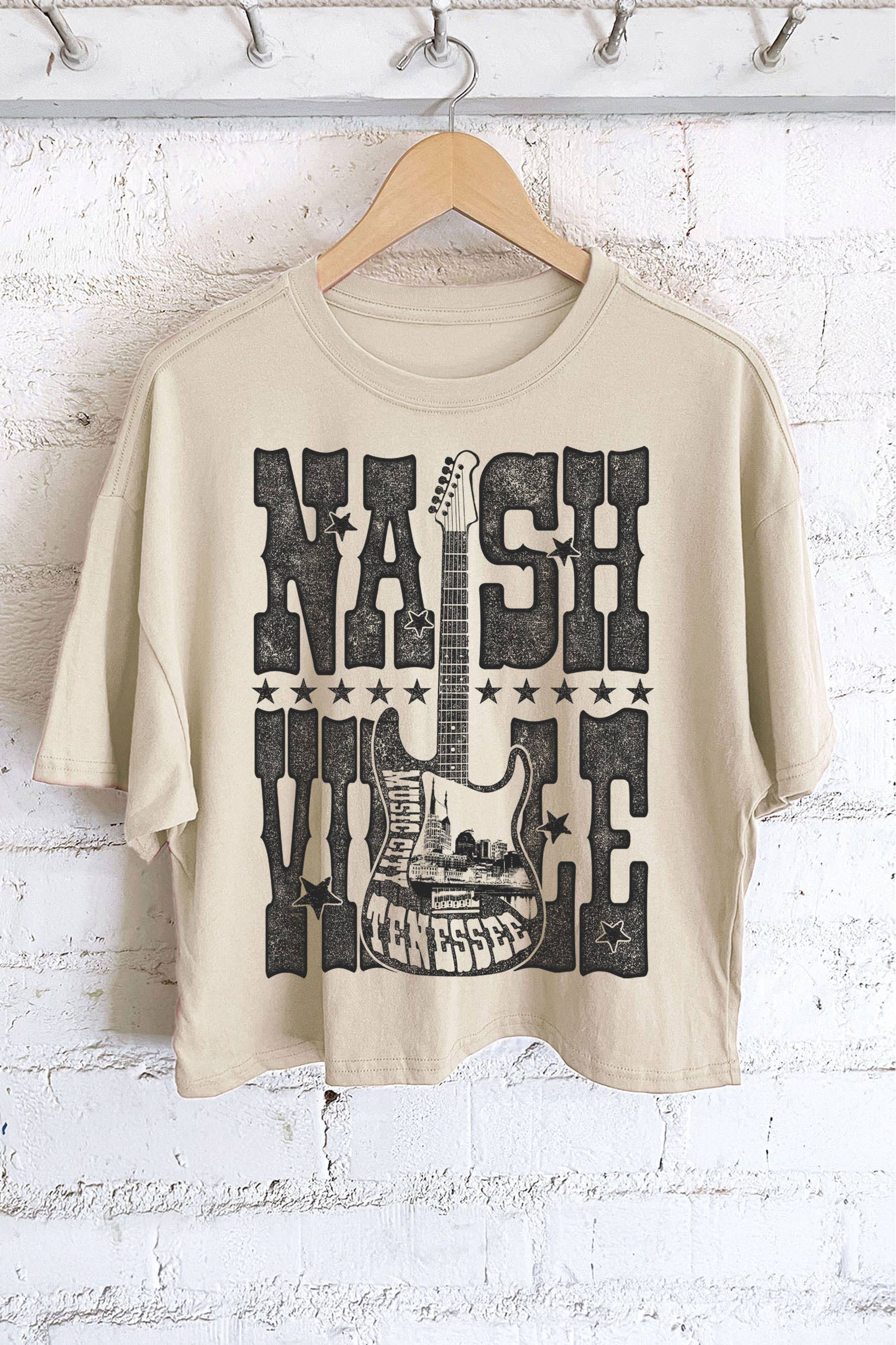 Nashville Guitar Night Graphic Long Crop Top