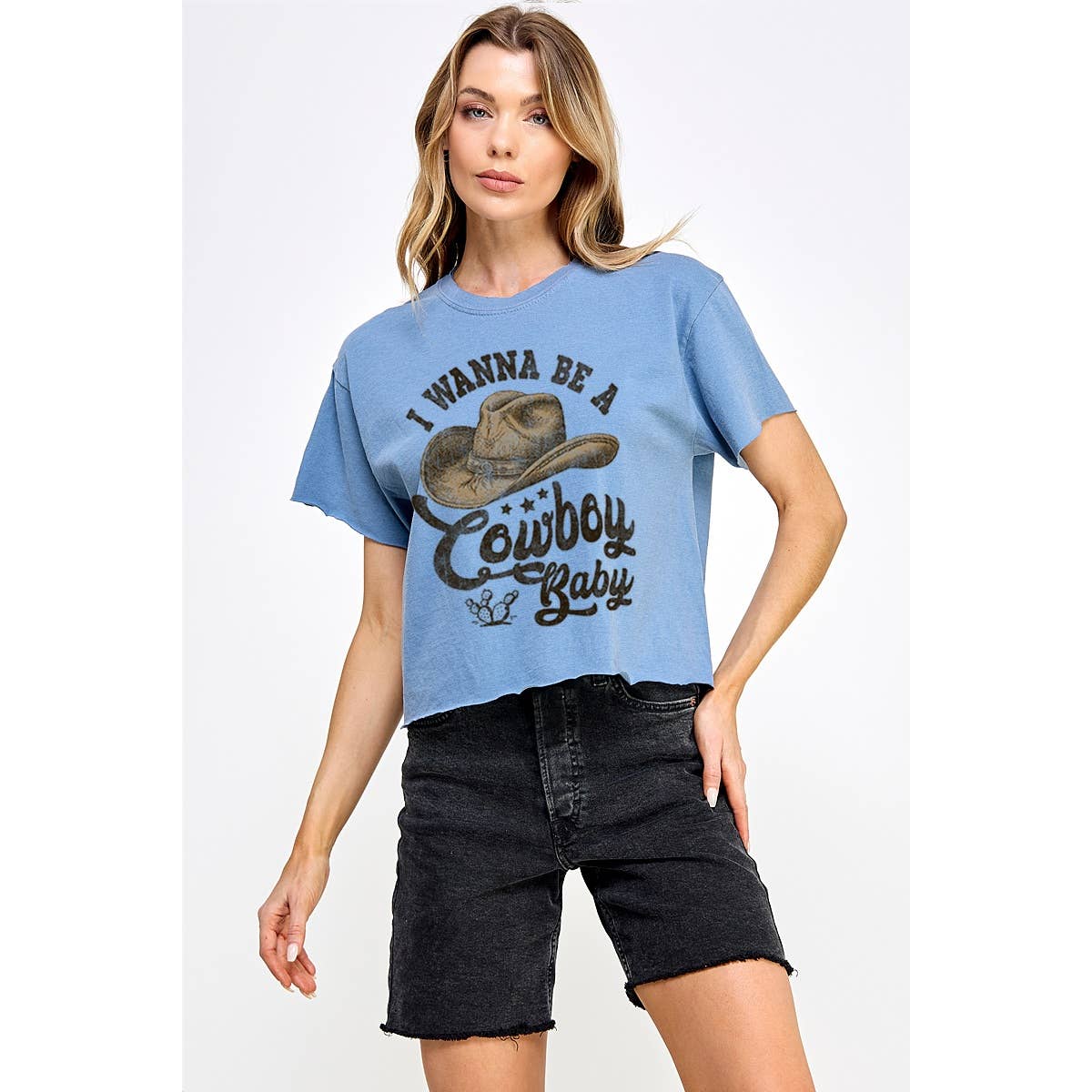 I Wanna Be A Cowboy Baby  Vintage Graphic Crop Top
