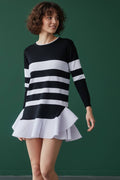ID4339 | Ruffled Bottom Striped Mini Dress