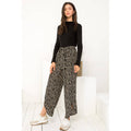 Black High Waist Side Slit Pants with Relaxed Fit