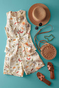Whimsical Novelty Print Cotton Top and Shorts Set