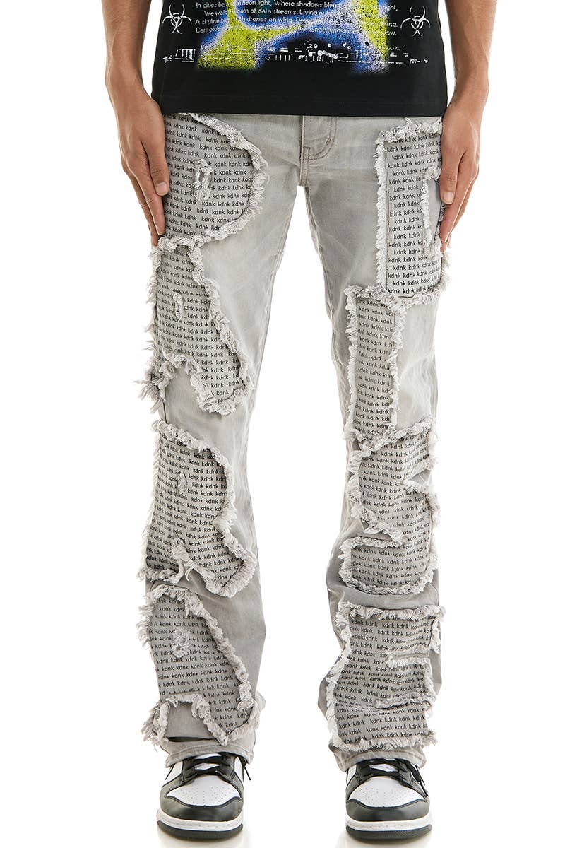 Lettering Patch Flare Jeans