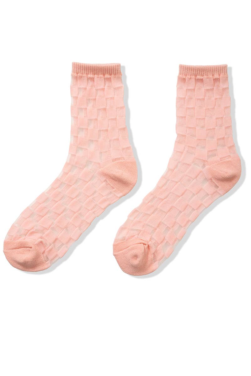 '..._ Fashion Checkered Sheer Mesh Socks