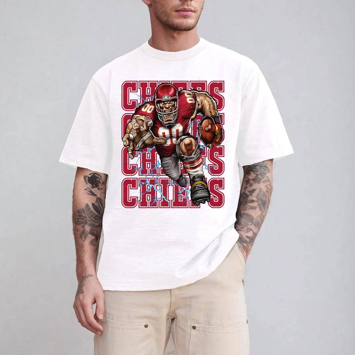 Fierce Kansas City Chiefs Football Mascot Tee Design For Fan