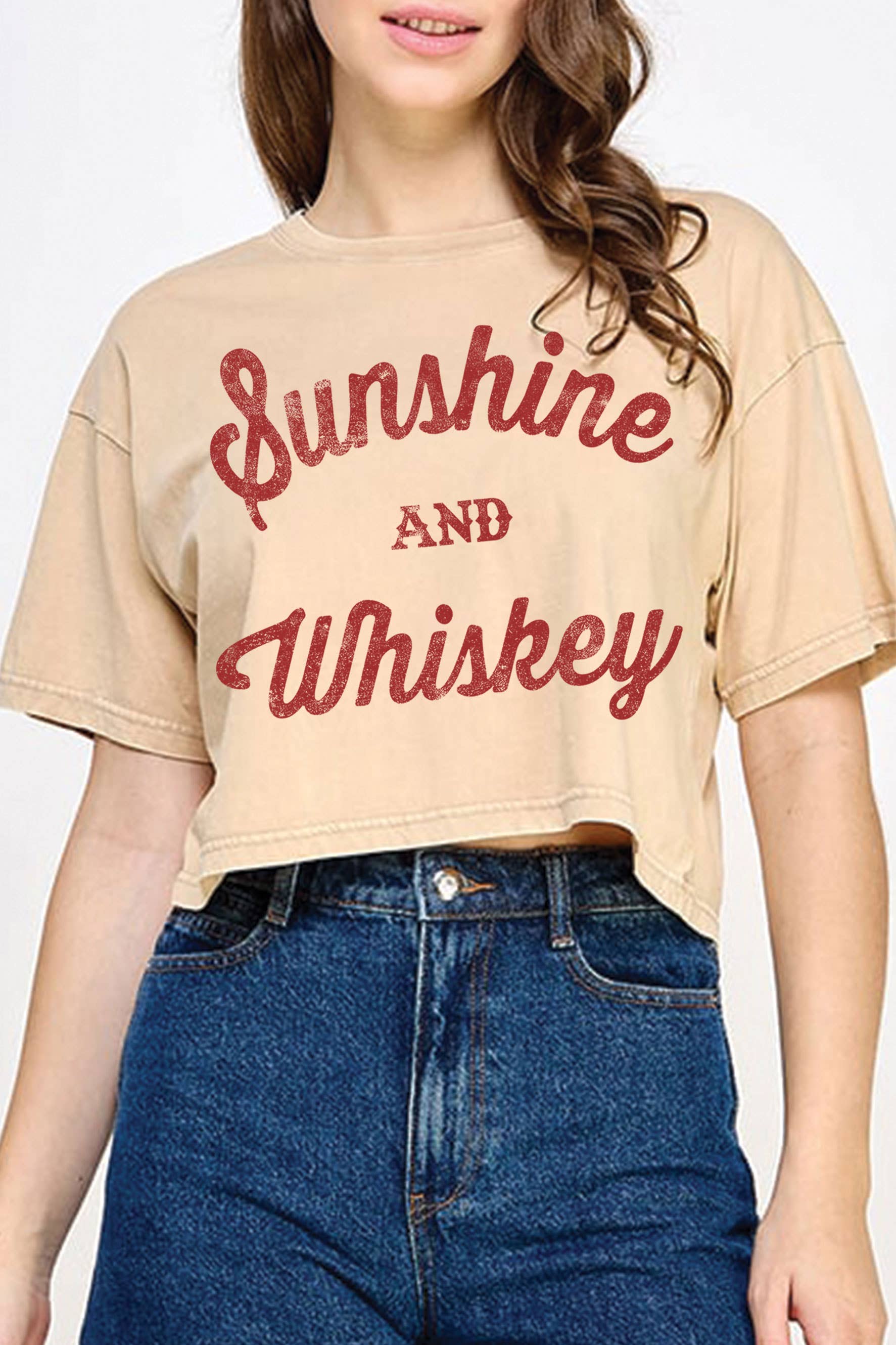 Sunshine and Whiskey Graphic Mineral Long Crop Top