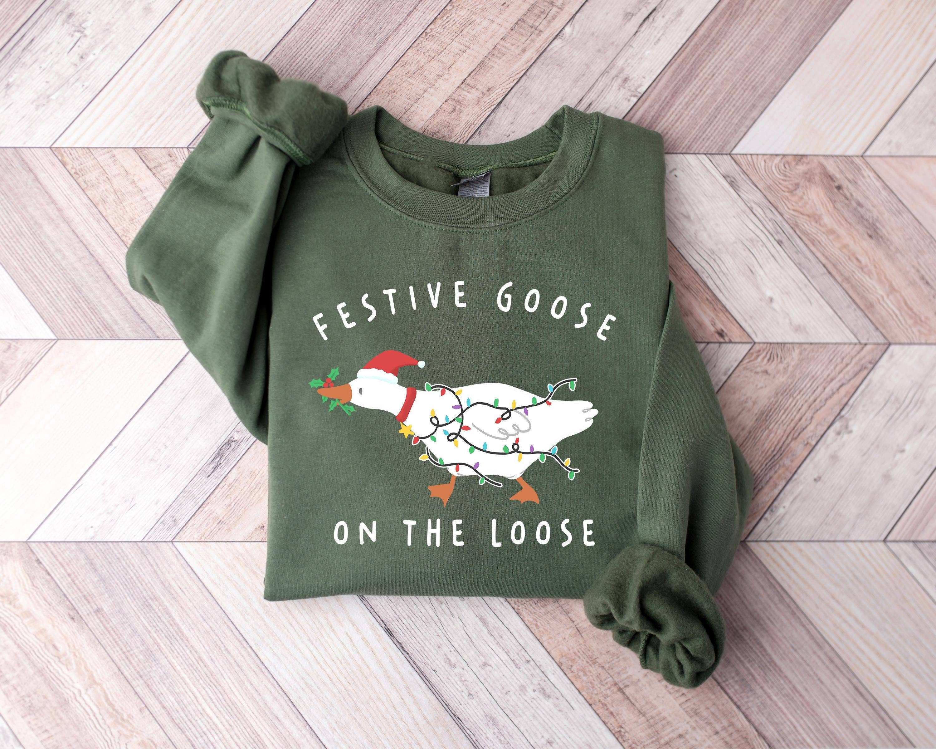 Festive Goose On the Loose Christmas Sweatshirt