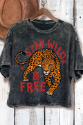 Women Cheetah Graphic Print Mineral Wash Crop Top
