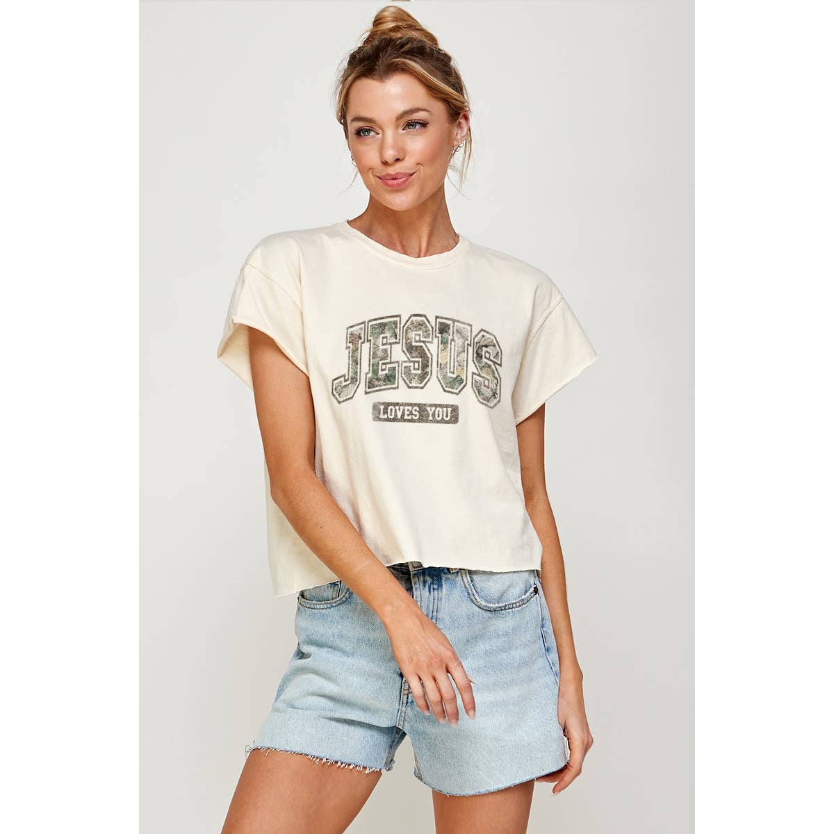 Jesus Love You  Graphic Crop Top