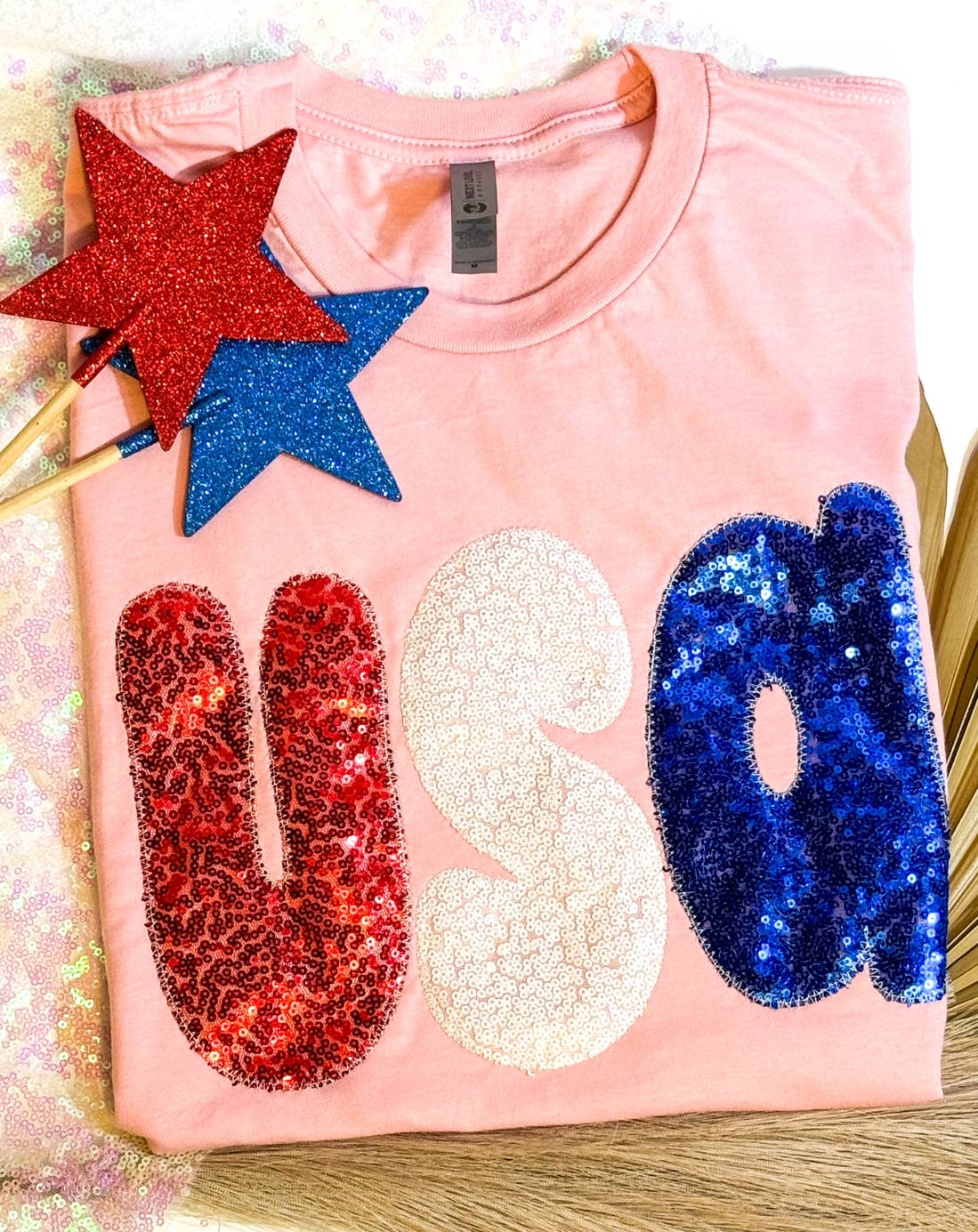 Pink USA Patriotic 4th of July Short Sleeve