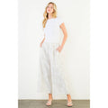 Embroidered Elastic Waist Wide Leg Pants