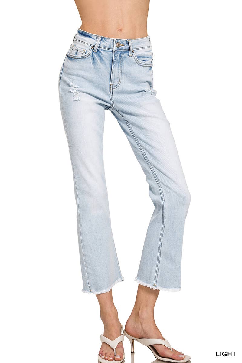 ..0827 High Rise Straight Raw Hem Denim Pants SI-28179