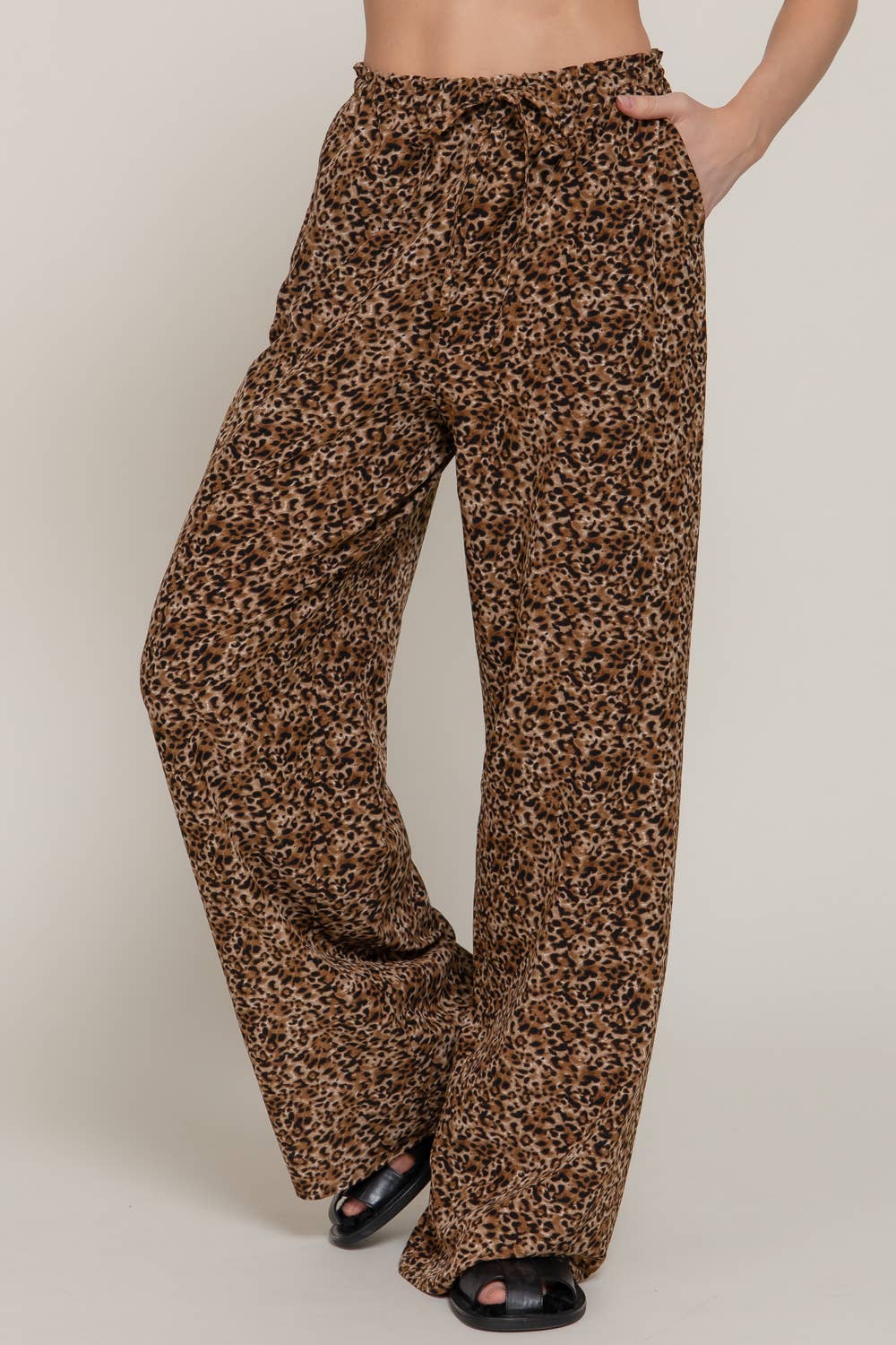 ,,._ SI-28126 Elastic Wastband Animal Print Long Pants w/ Pockets 0612