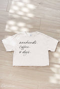 Weekends Coffee and Dogs Cropped Mineral Graphic Top