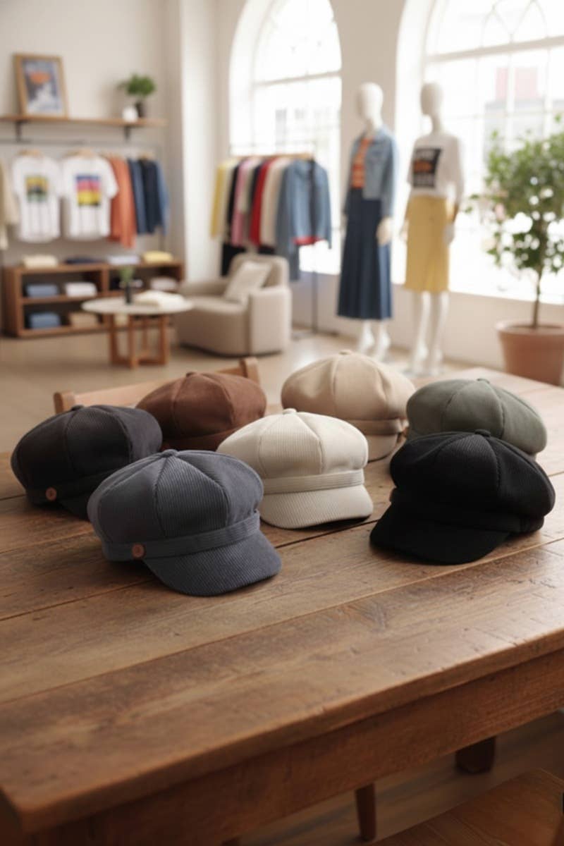 1216 Corduroy Cabbie Hat Stretch Fit SI-29222
